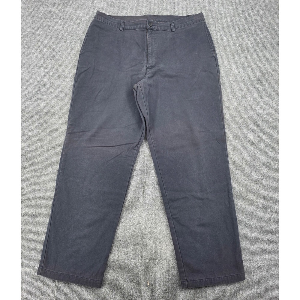LL Bean Natural Fit Flannel Lined Chino Pants Mens 38x32 Navy Blue O WT63
